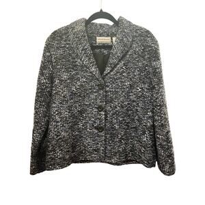 Alfred Dunner Petite 14P Blue Boucle Knit Blazer Jacket